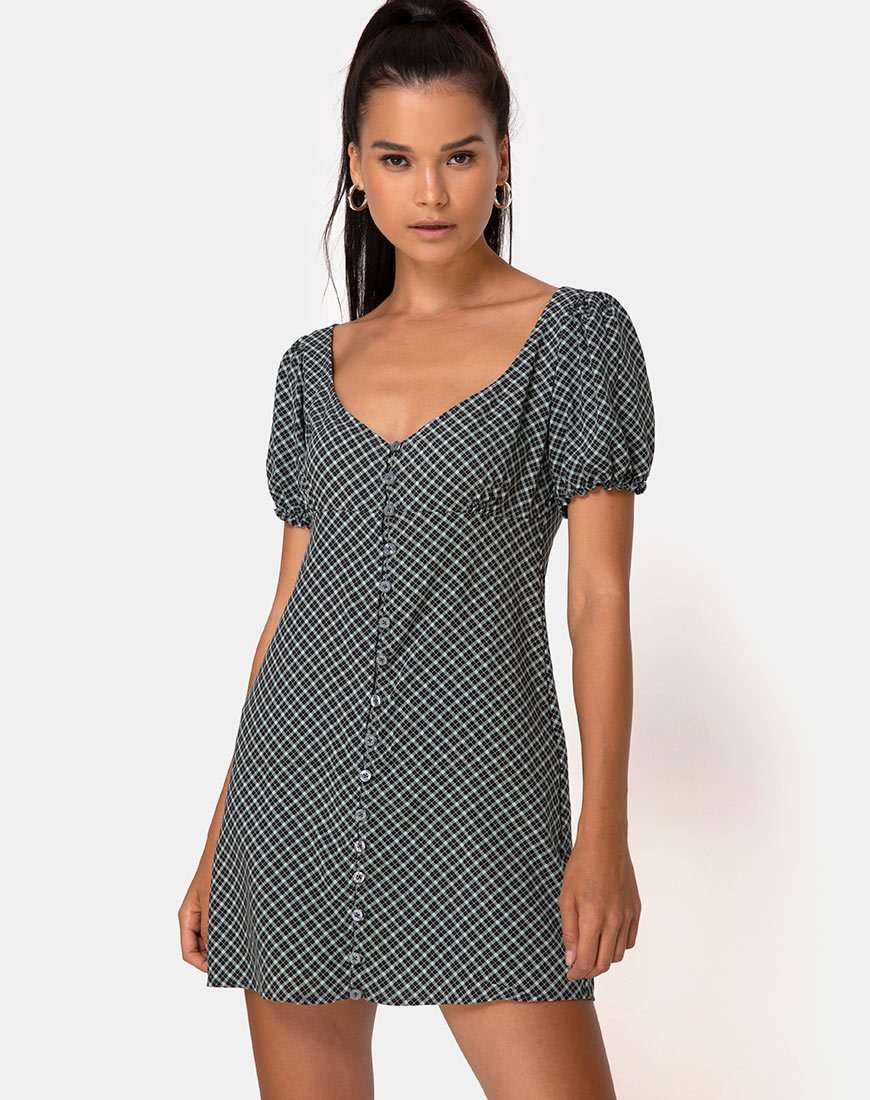 Mini robe Montero en Check it Out Green