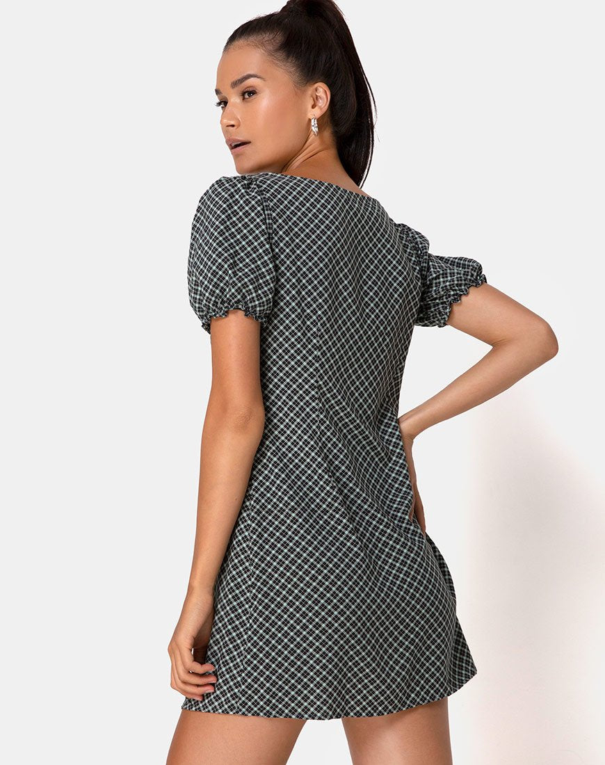 Mini robe Montero en Check it Out Green