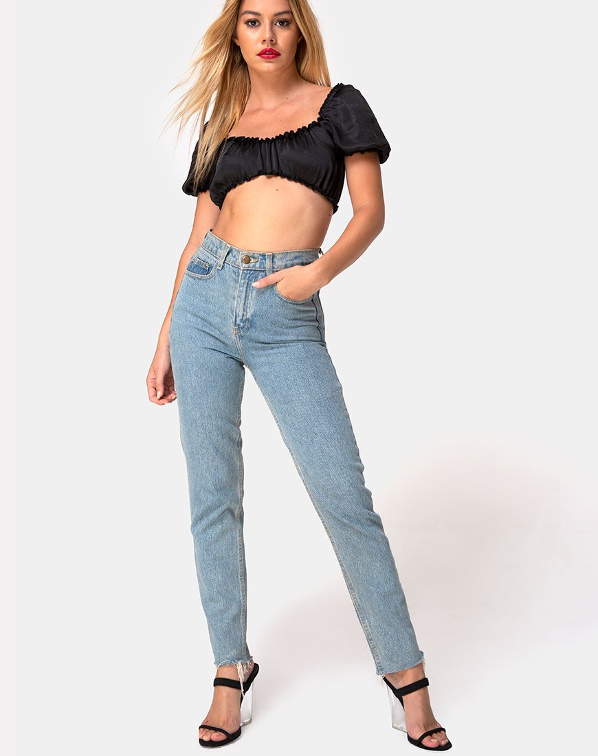 Image de Morgan Crop Top in Satin Black