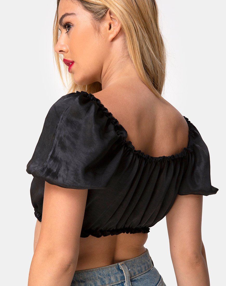 Image de Morgan Crop Top in Satin Black