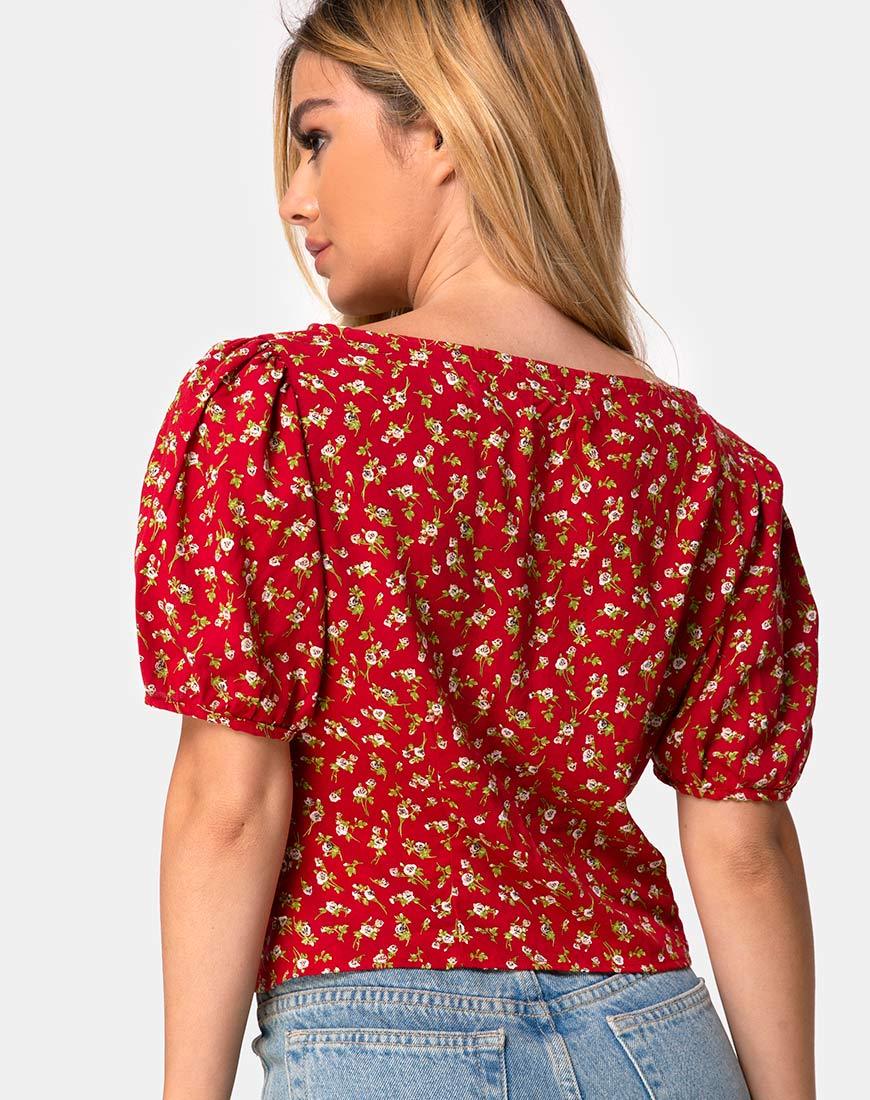 Image de Moria Top in Falling For You Floral Red