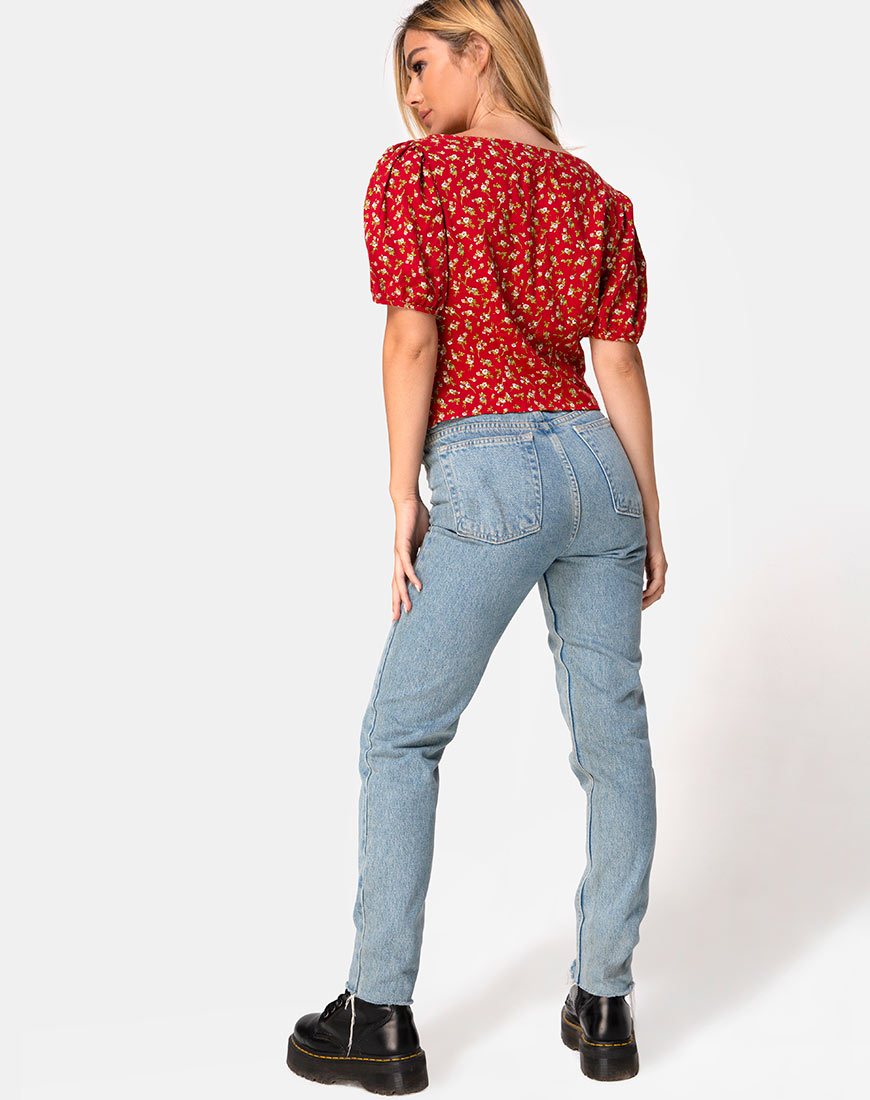 Image de Moria Top in Falling For You Floral Red