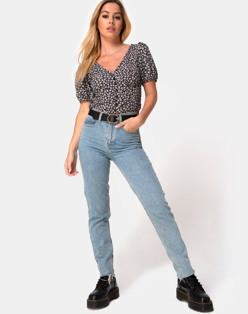Image de Moria Top in Ditsy Rose Black