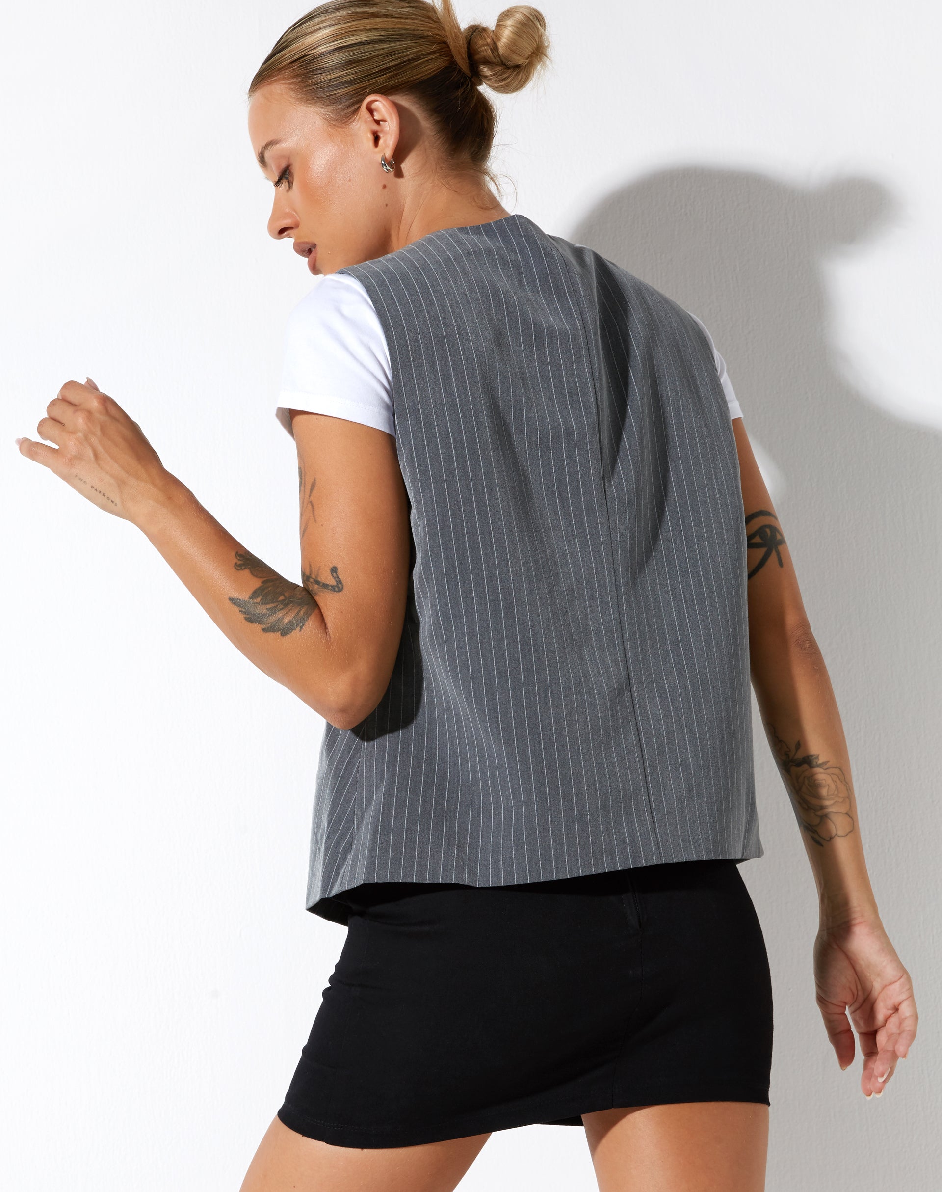 Image du gilet Moris en pinstripe gris