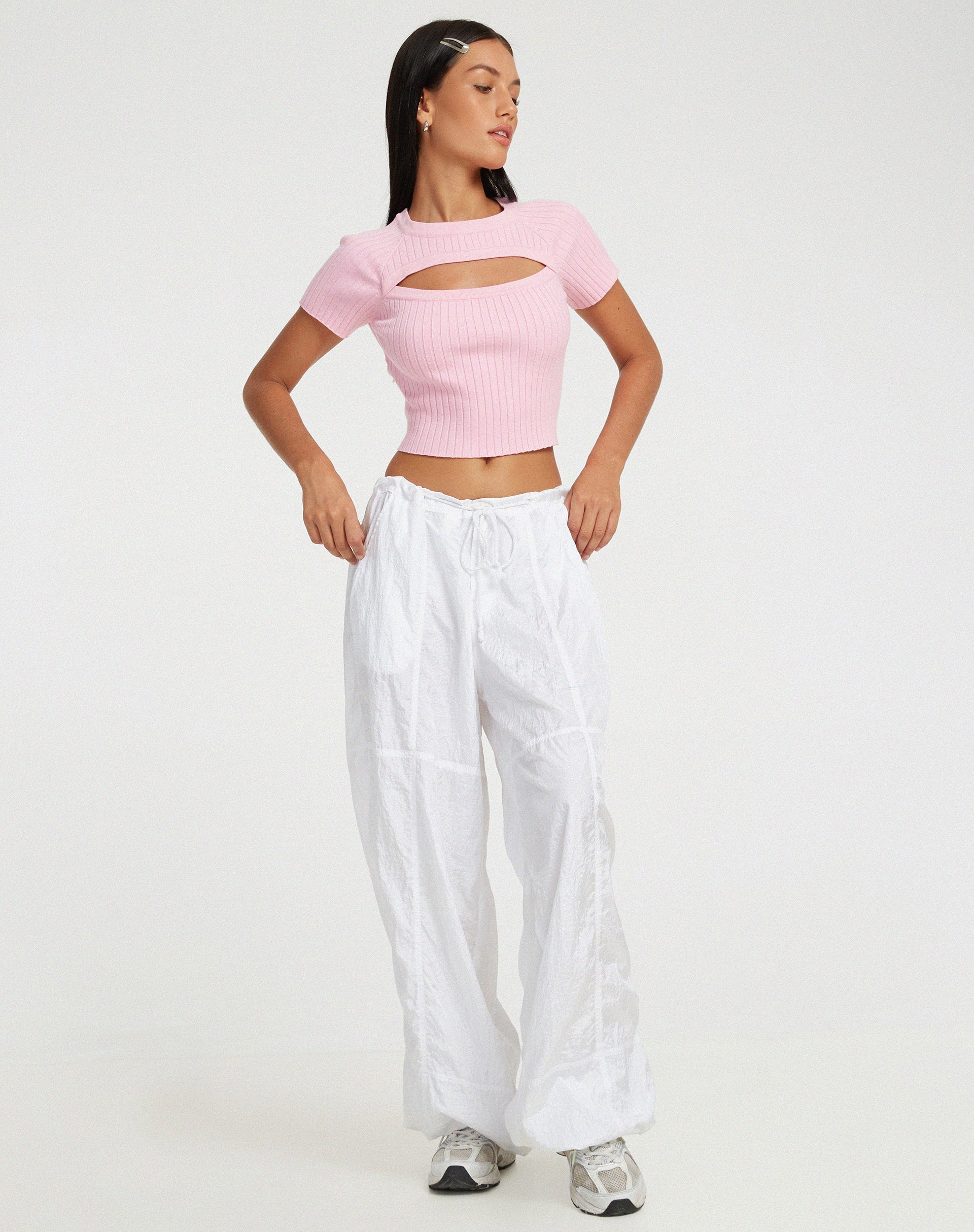 image de Morsche Cut Out Crop Top in Pink