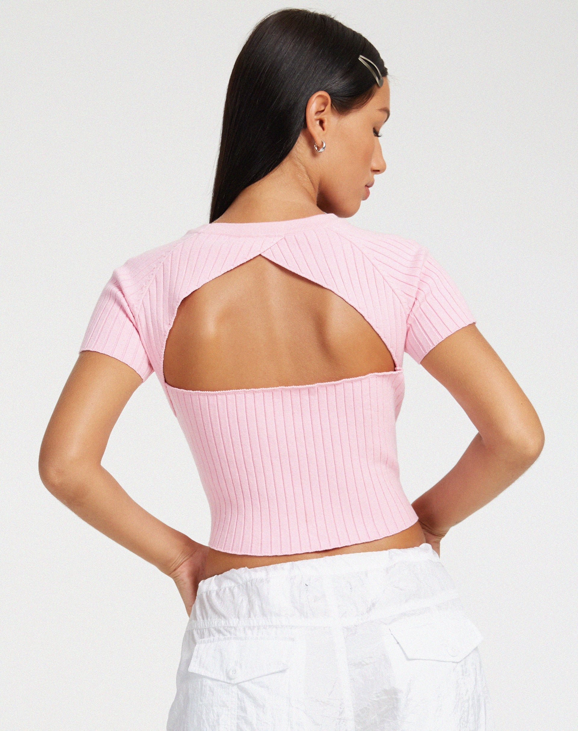 image de Morsche Cut Out Crop Top in Pink