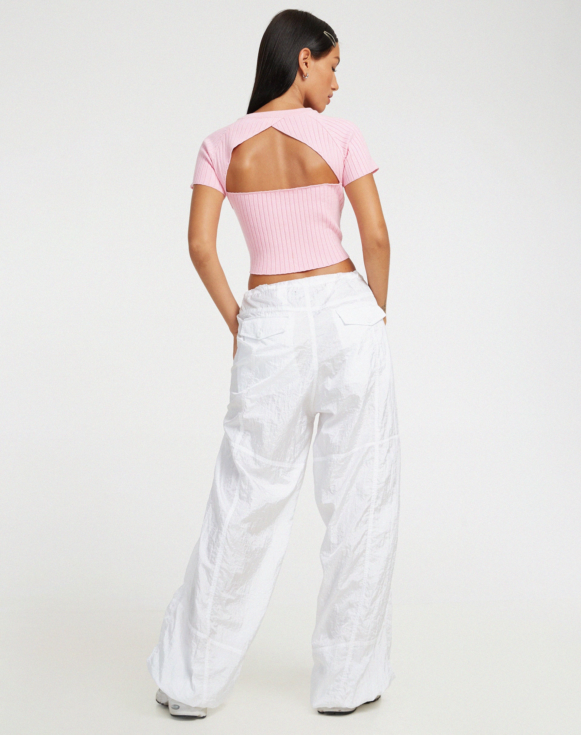 image de Morsche Cut Out Crop Top in Pink