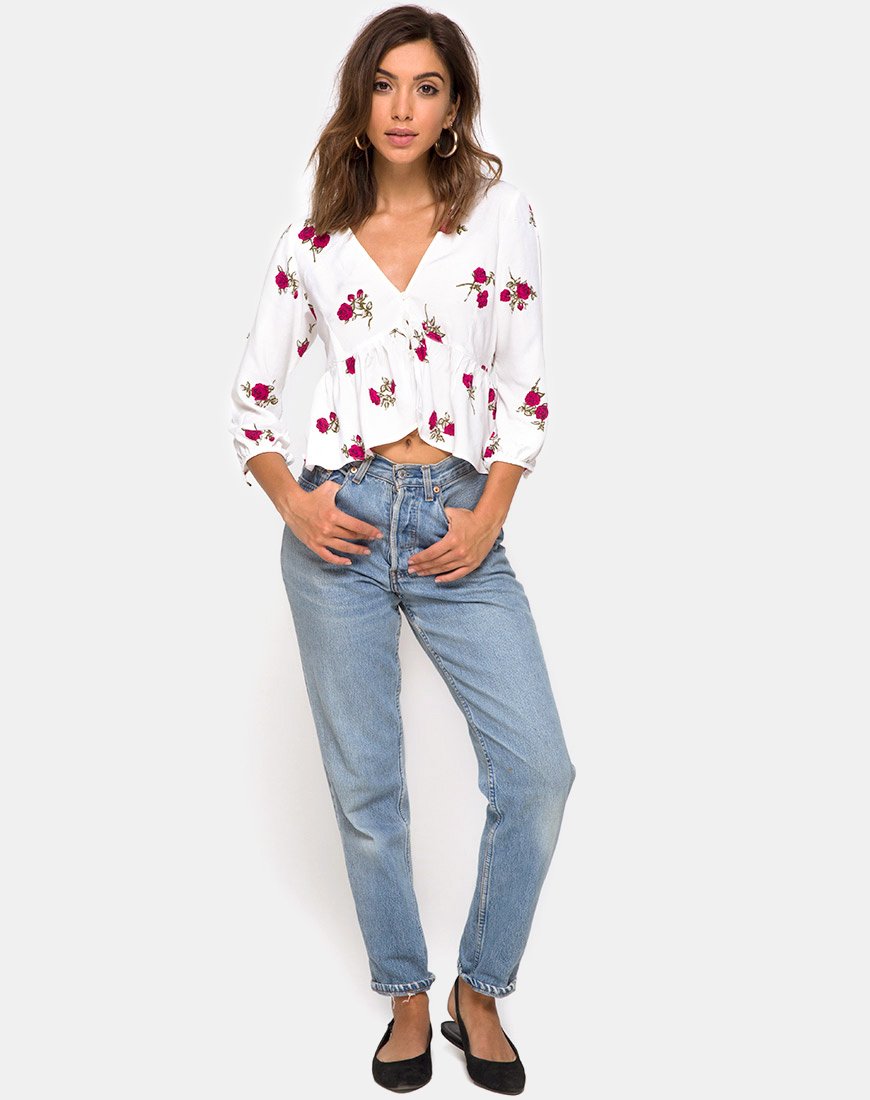 Image de Mosca Plunge Top in Grunge Rose Ivory