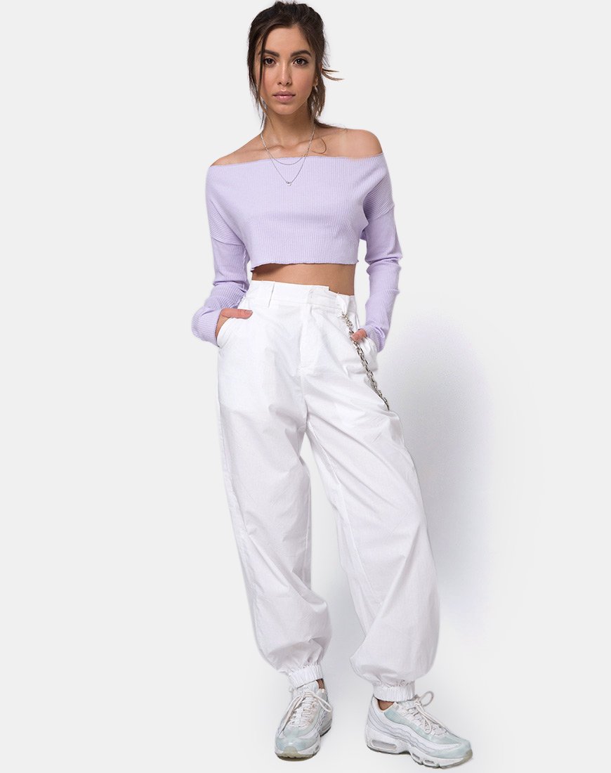 Image de Moss Crop Jumper in Lilac Rib