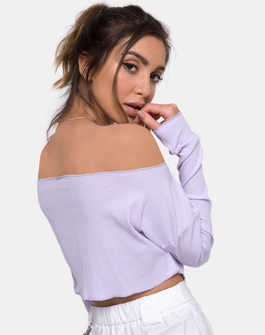 Image de Moss Crop Jumper in Lilac Rib