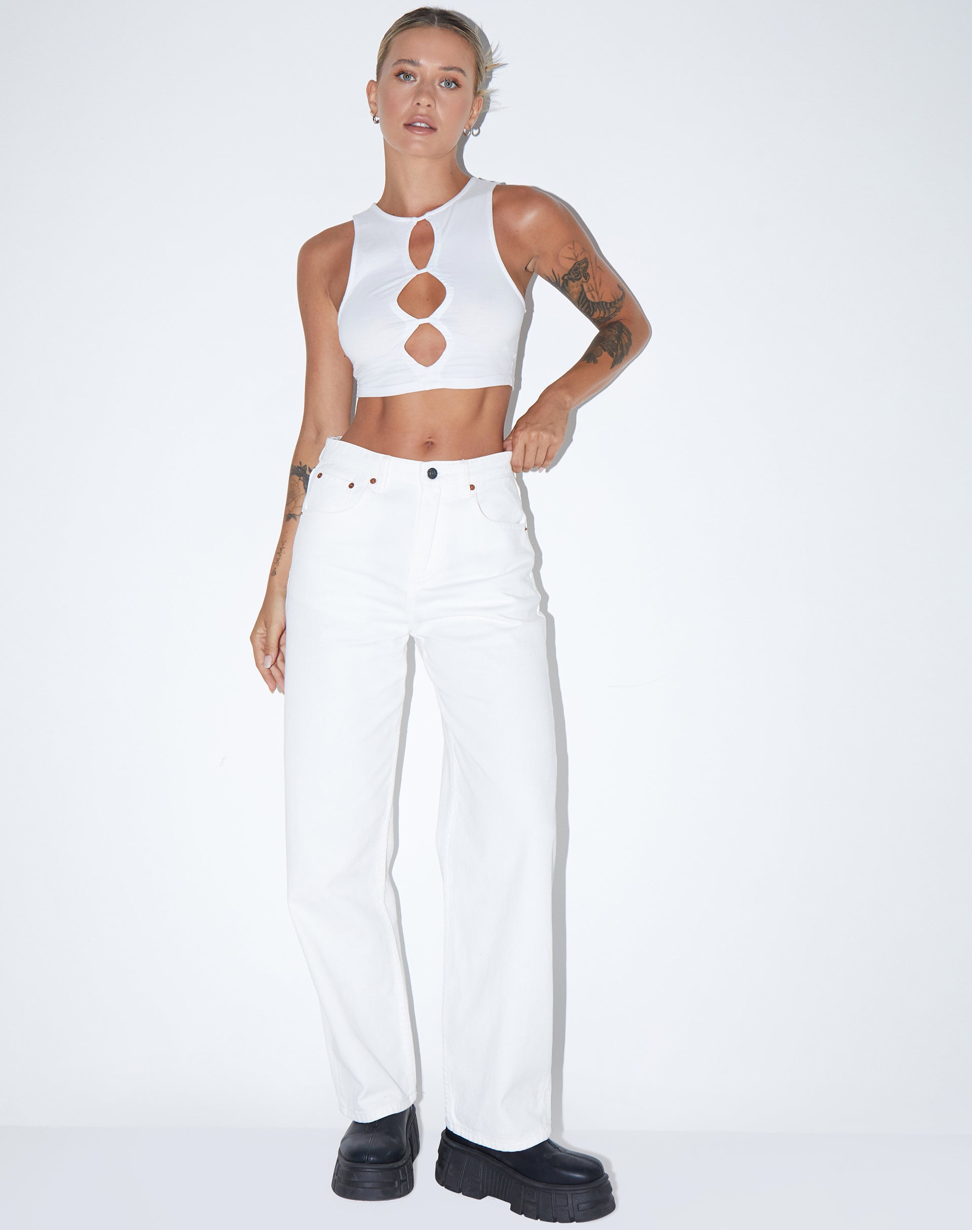 Image de Danica Crop Top in Lycra White
