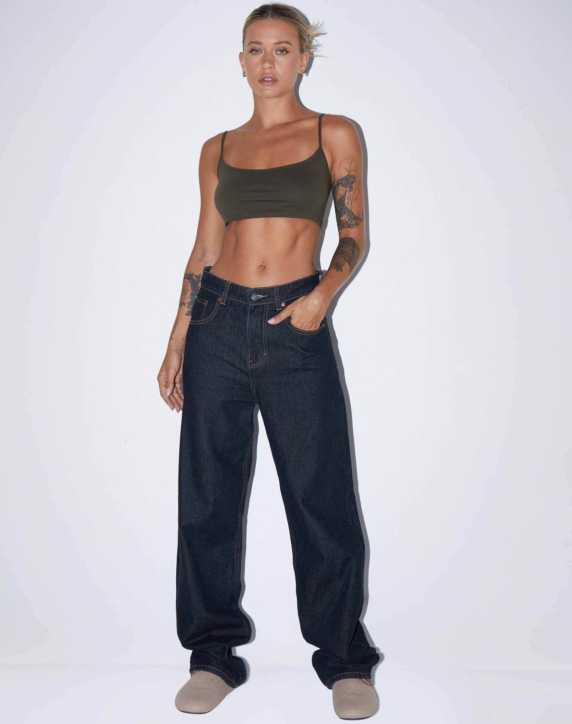 Image de Keenan Crop Top en Lycra Olive