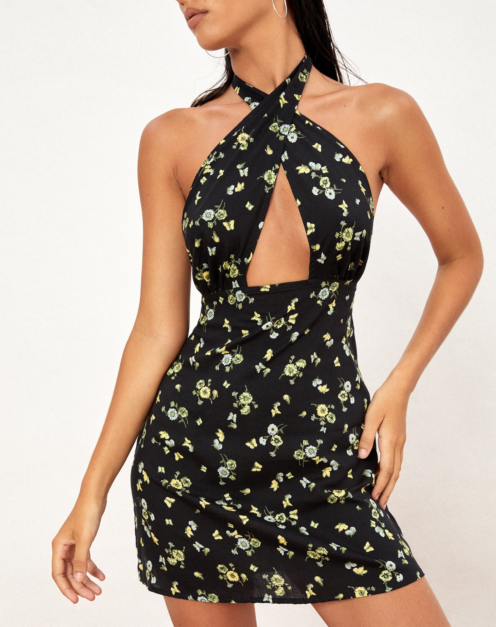 image de Moura Cutout Dress in Lemon and Lime Black