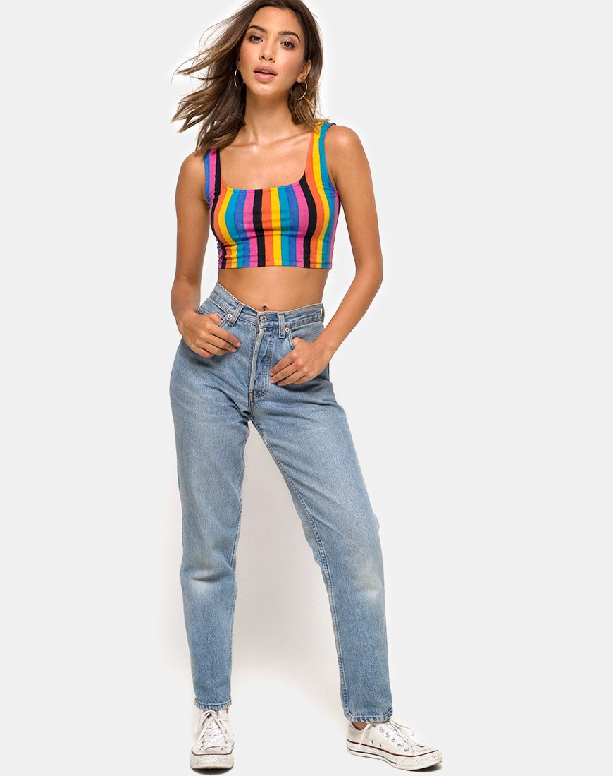 Image de Mucell Crop Top in New Vertical Mixed Stripe