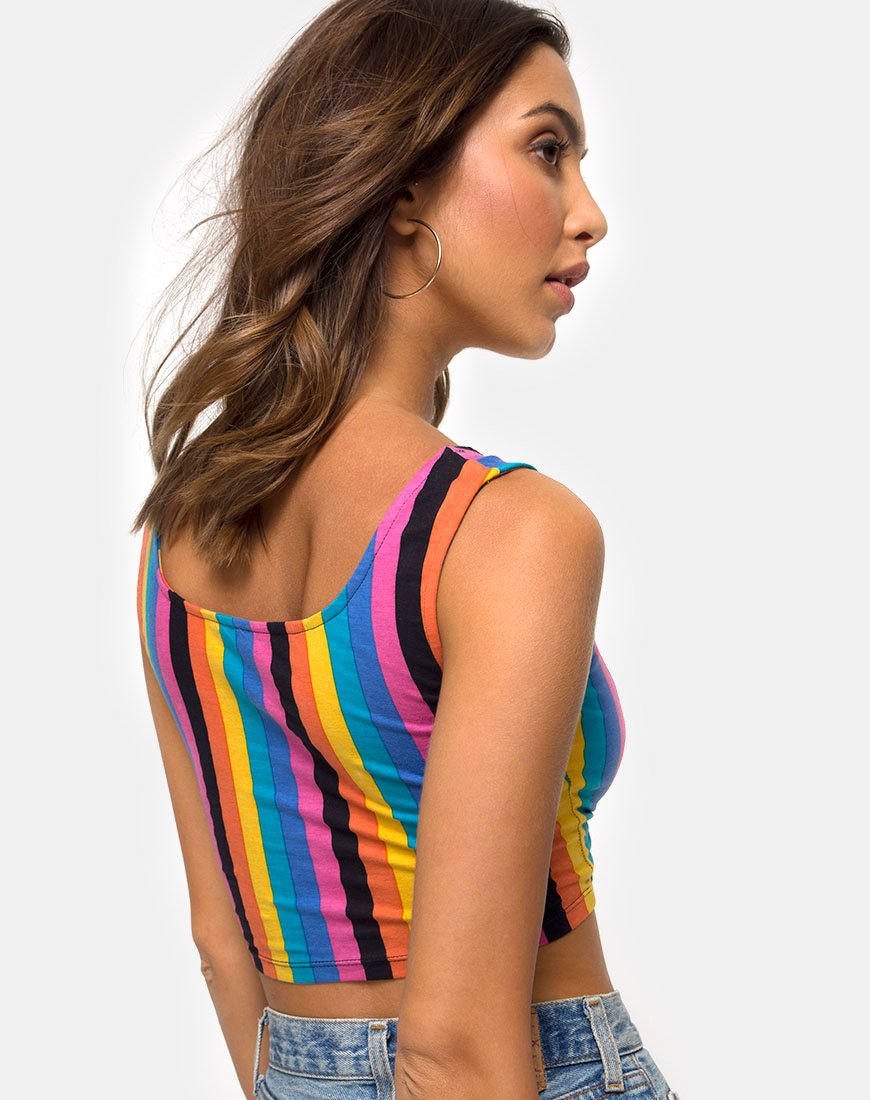 Image de Mucell Crop Top in New Vertical Mixed Stripe