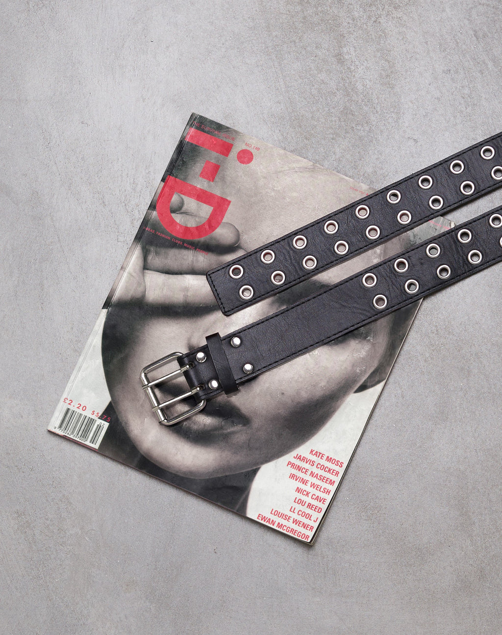 Ceinture à double œillet en PU noir punk
