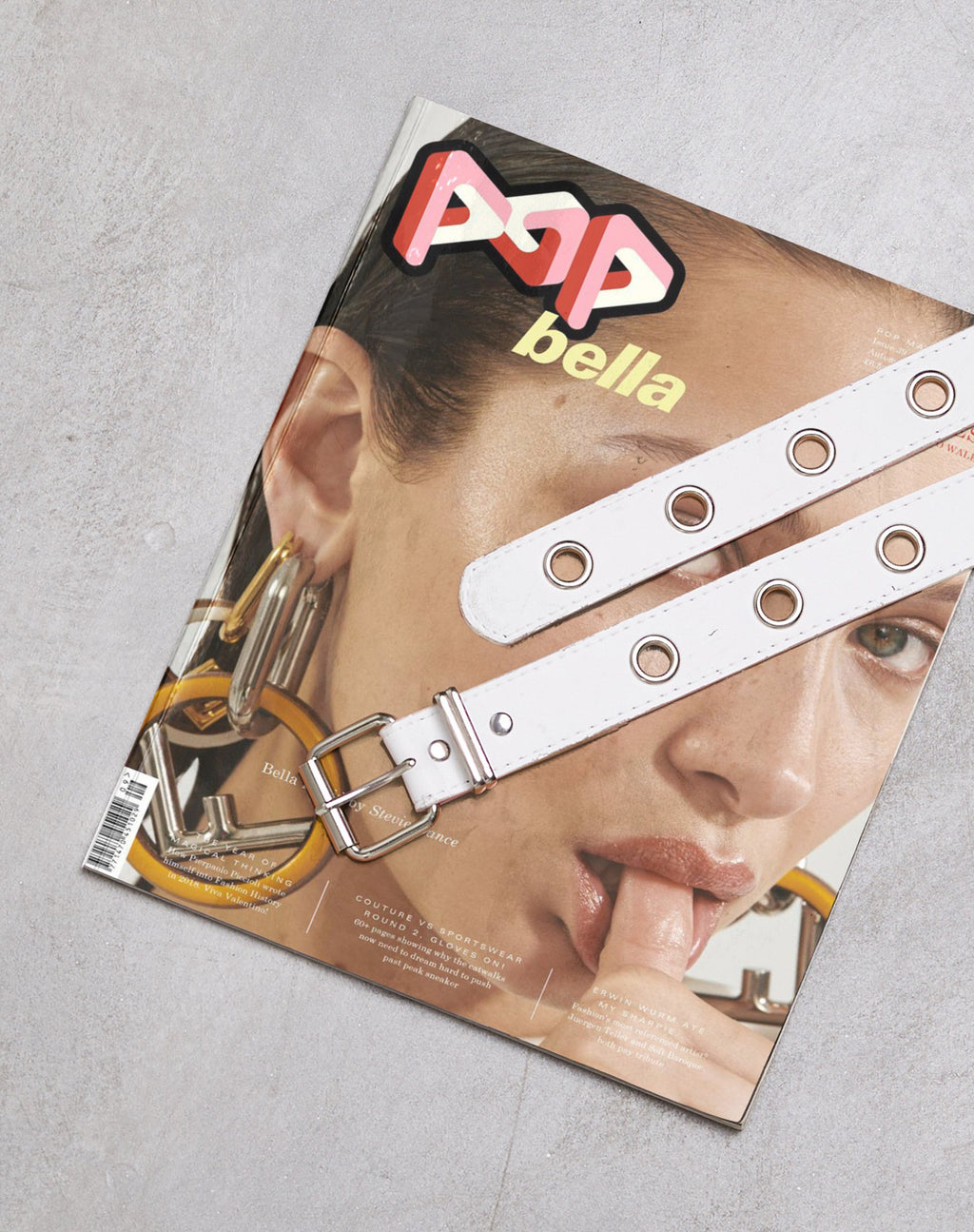 Ceinture à œillet unique en cuir PU blanc