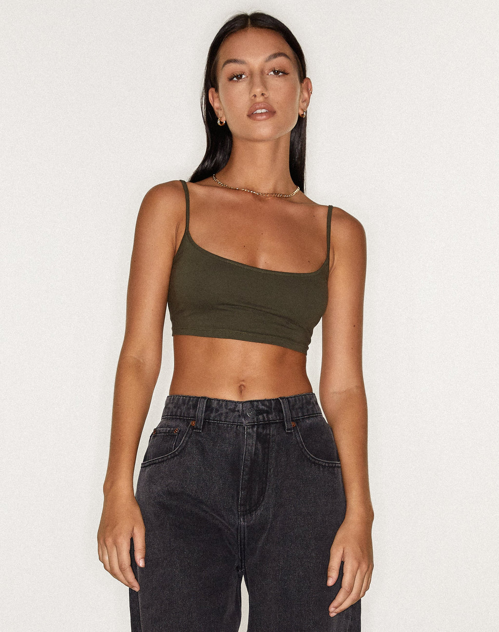 Keenan Crop Top en Lycra Olive