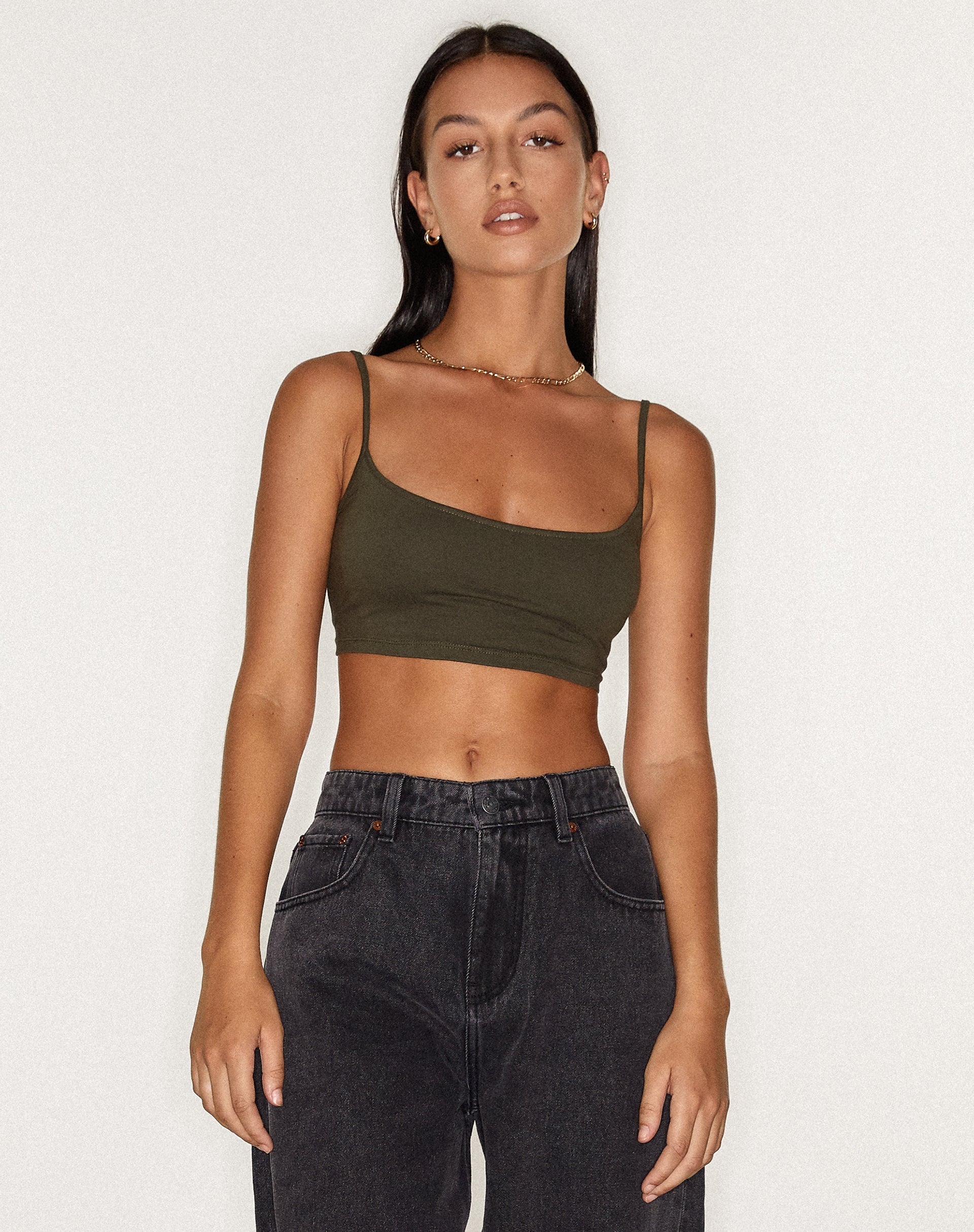 Image de Keenan Crop Top en Lycra Olive