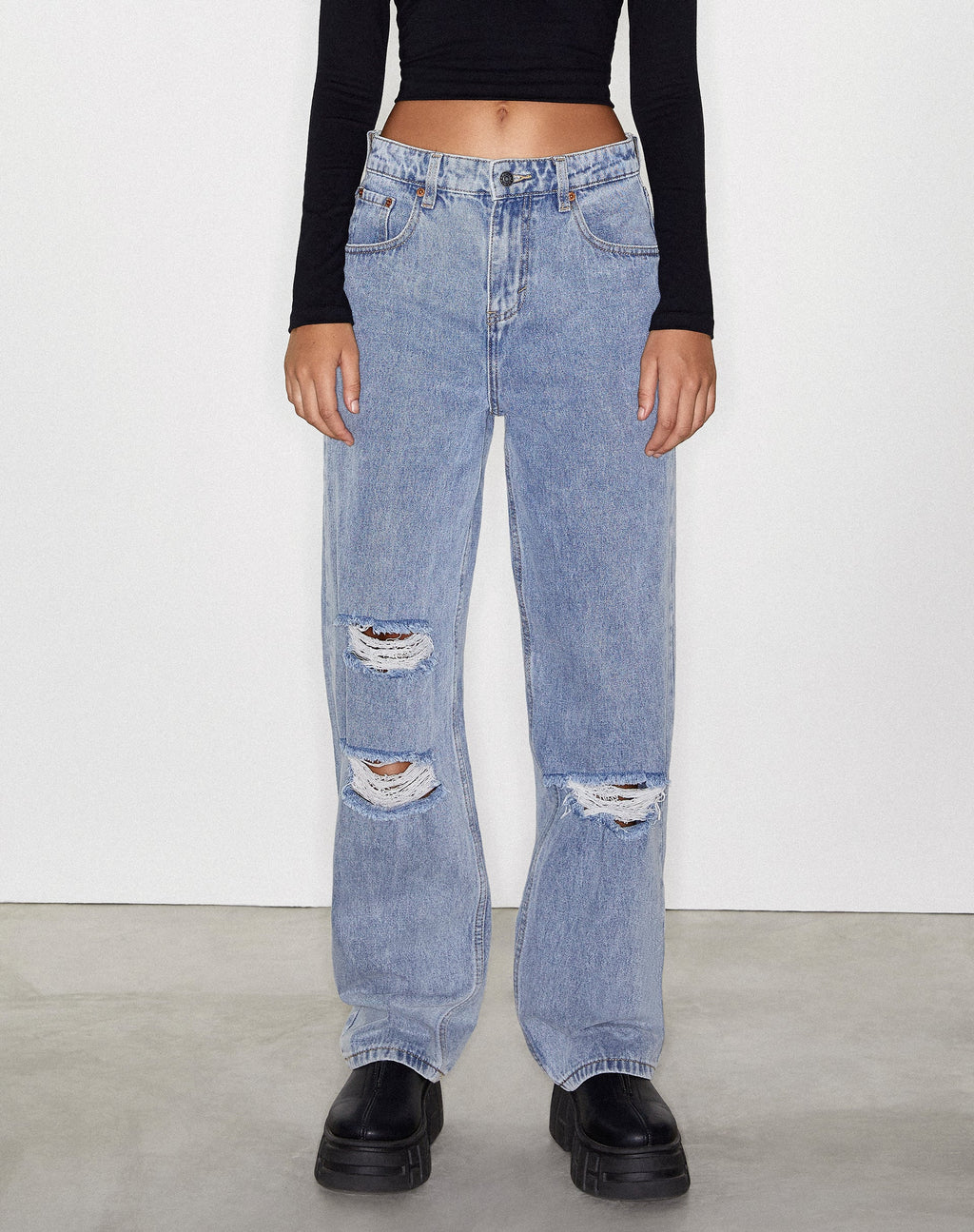 Jean parallèle Rips en Light Wash