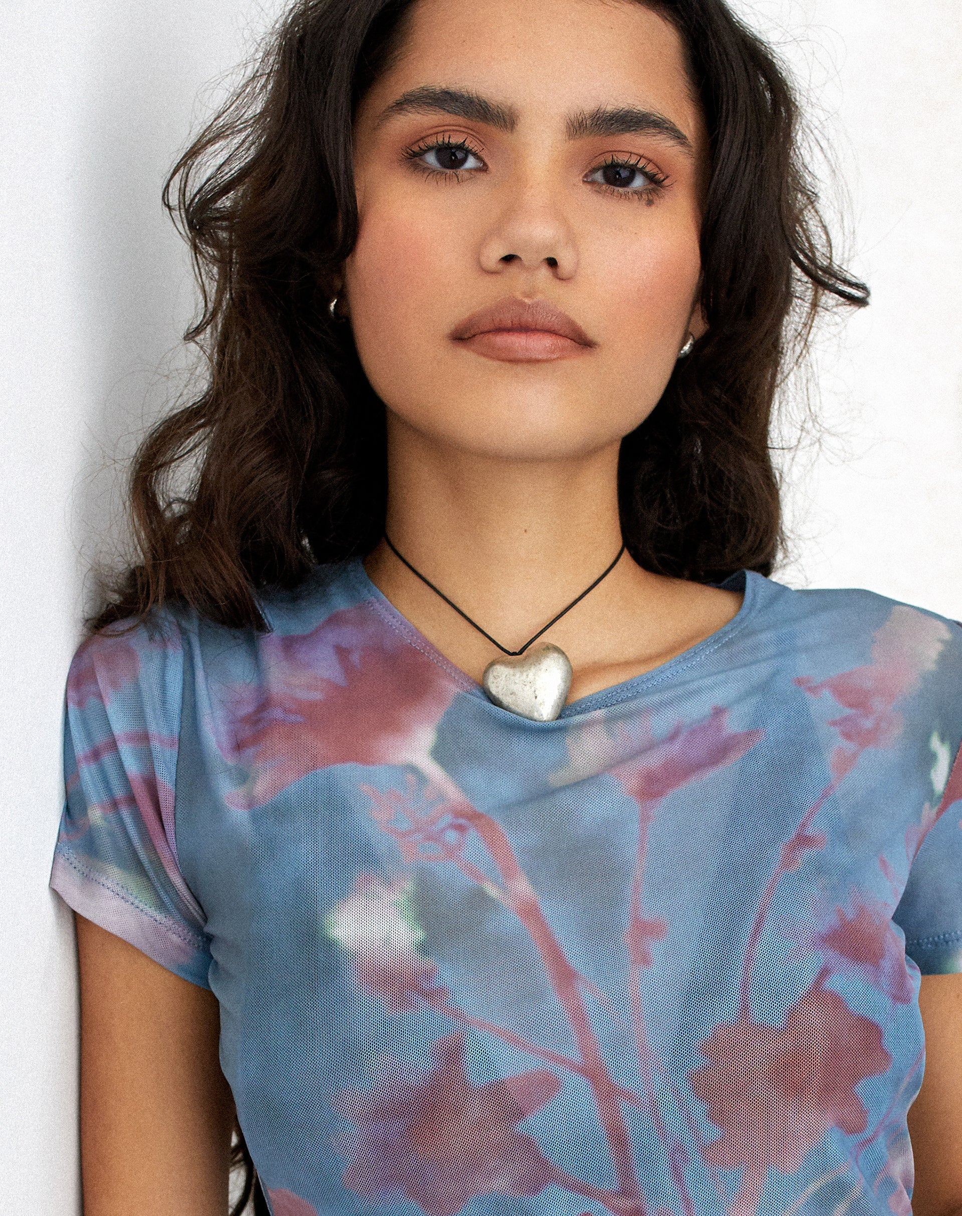 Image de MOTEL X JACQUIE Top imprimé Tonia en Lumen Mesh Blue