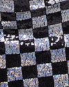 Damier à paillettes noir et argent