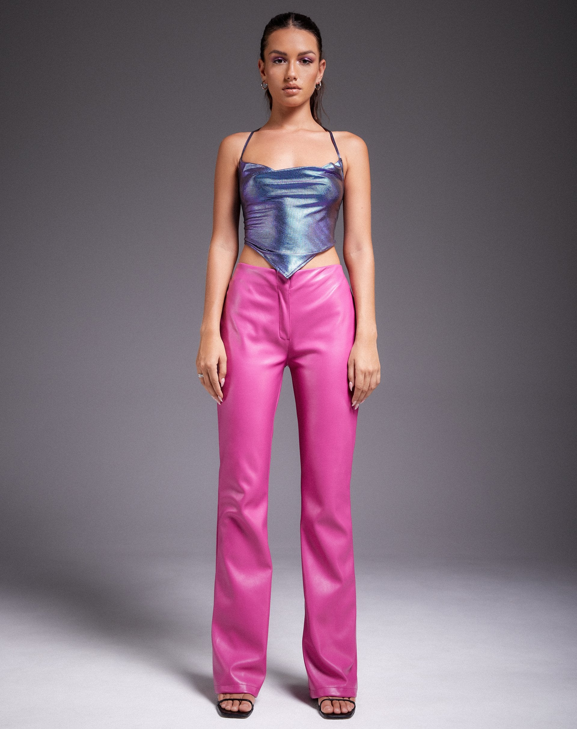 Ketia Crop Top en violet holographique