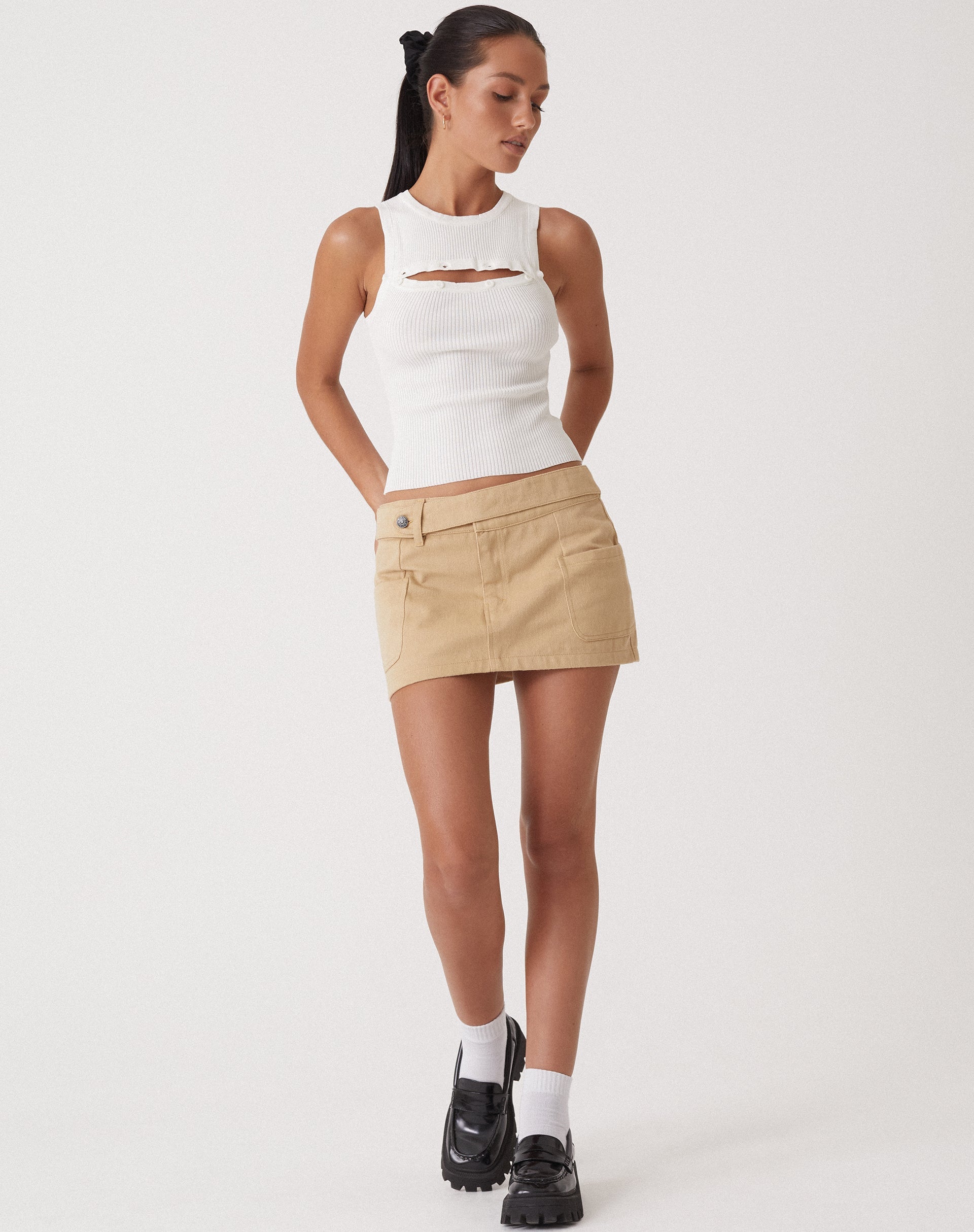 Image de MOTEL X OLIVIA NEILL Top Caena en Rib Star White