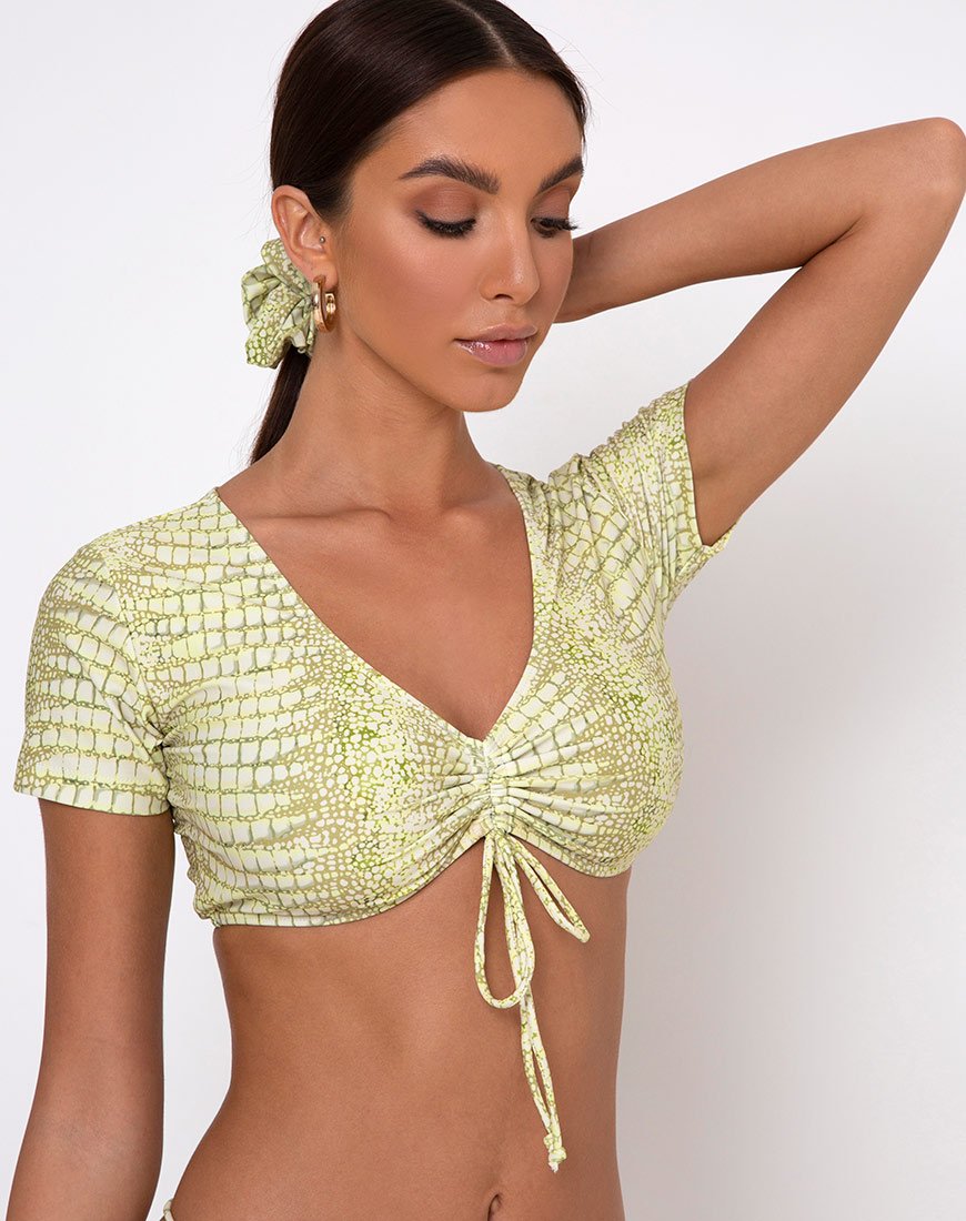 Top de bikini Nachi en vert croco
