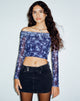 image de Nagini Long Sleeve Bardot Top in Pretty Floral Navy