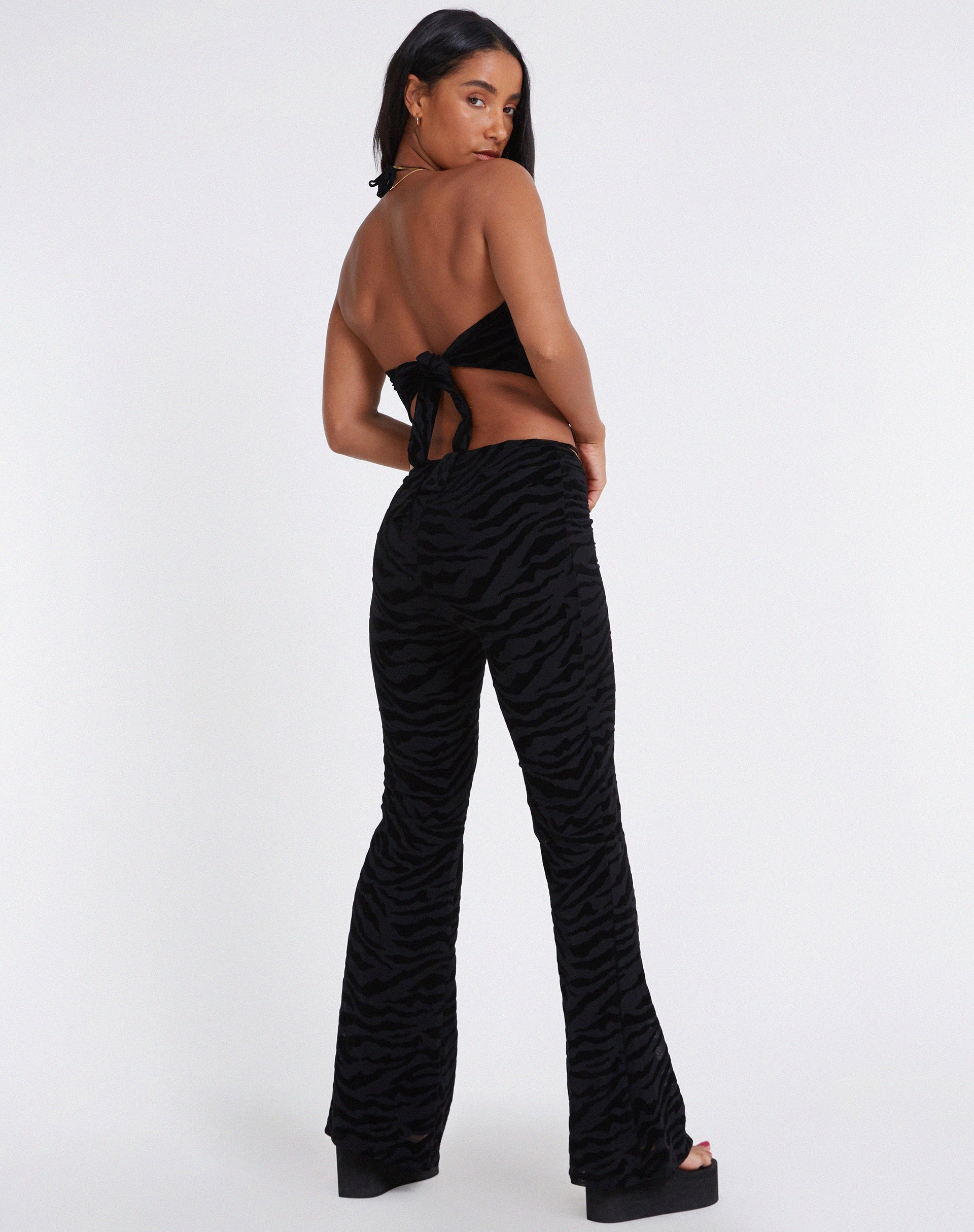 Image de Pantalon évasé Nancha en Zebra Flock Black