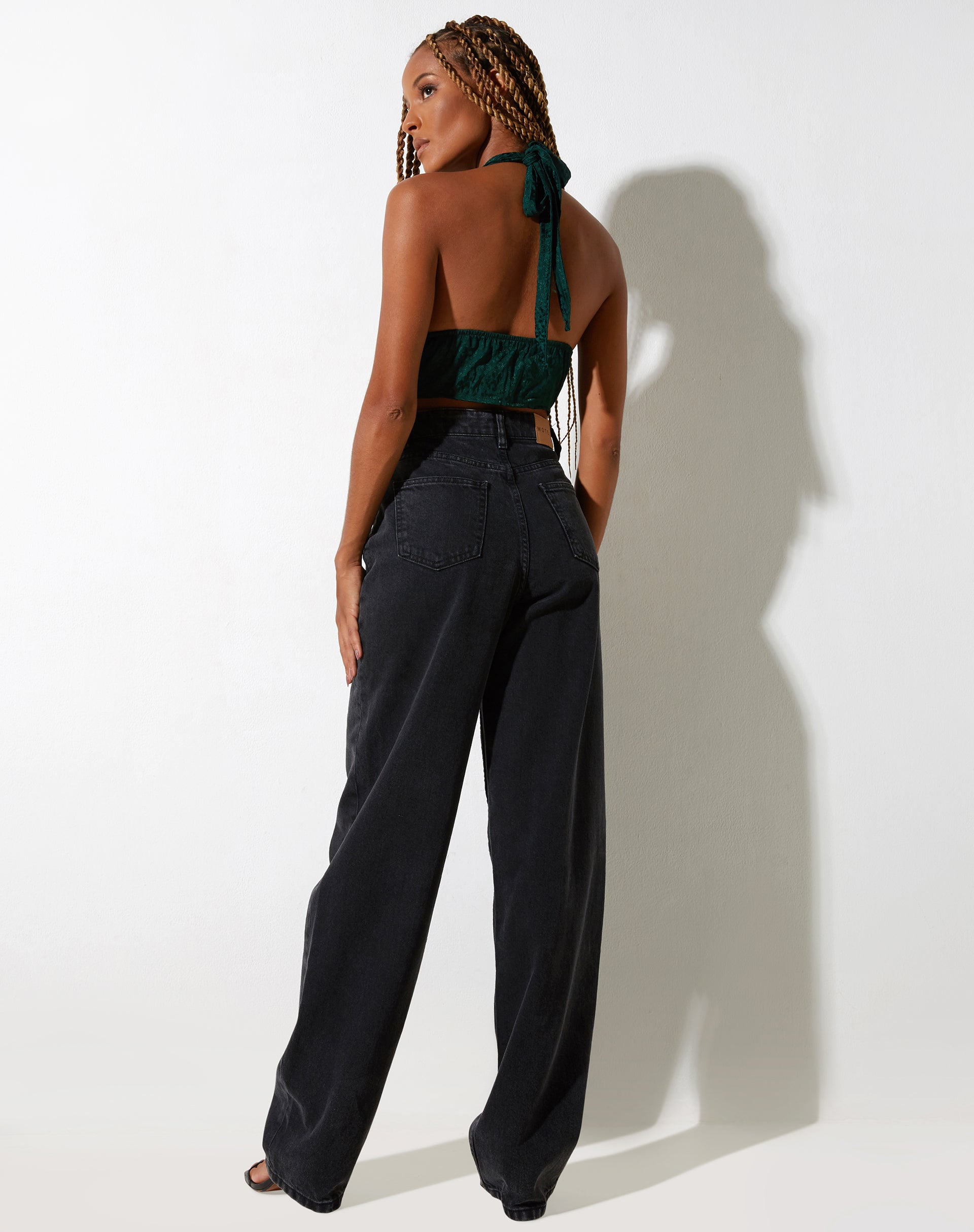 Image de Nanda Crop Top in Satin Cheetah Forest Green