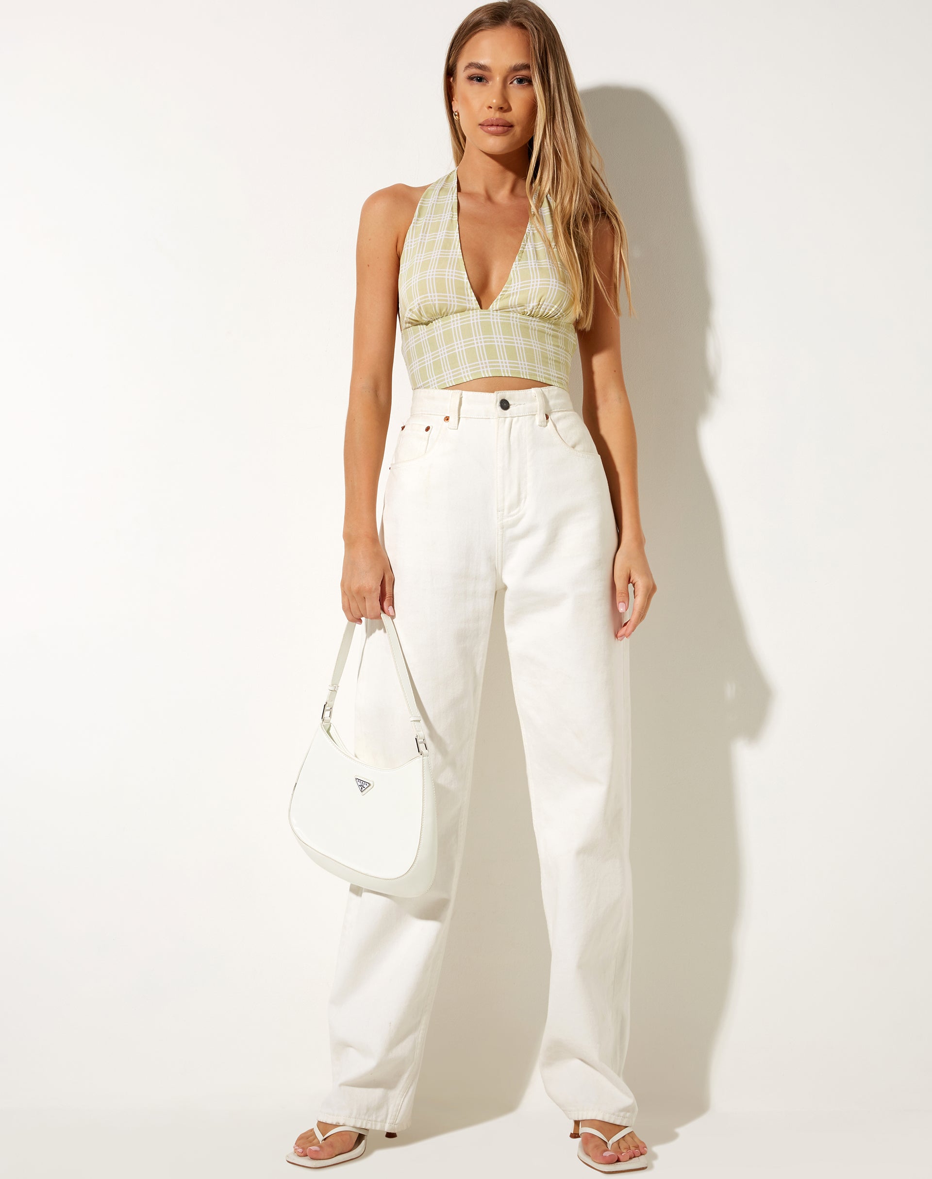 Image de Nanda Crop Top in Sage Check