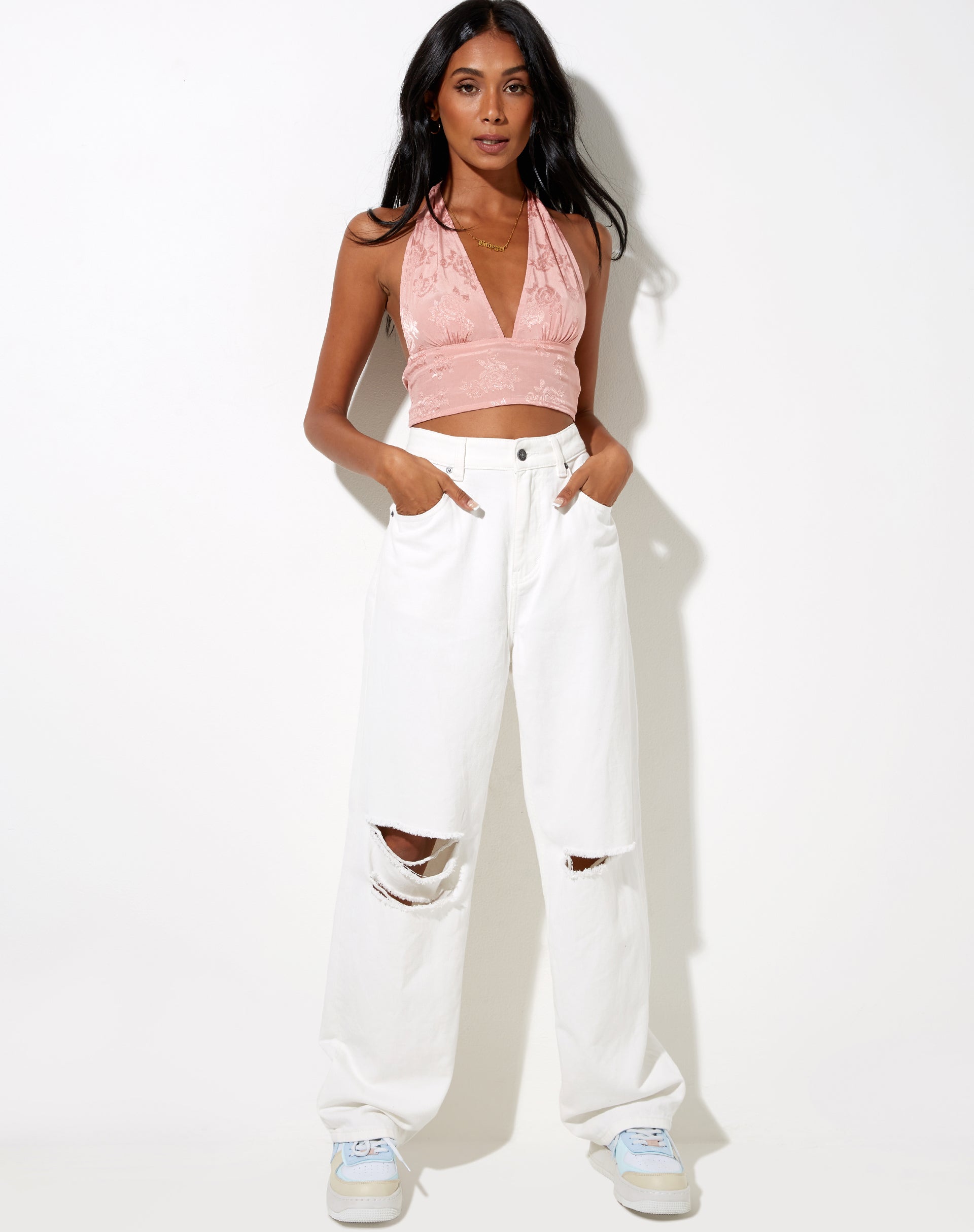 Image de Nanda Crop Top in Satin Rose Coral Blush