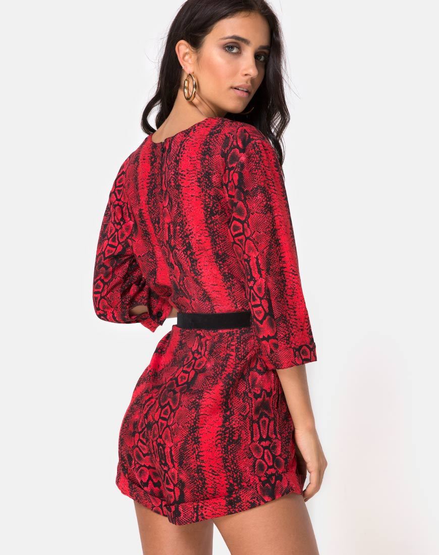 Image de Nanic Plunge Playsuit in Snake Red