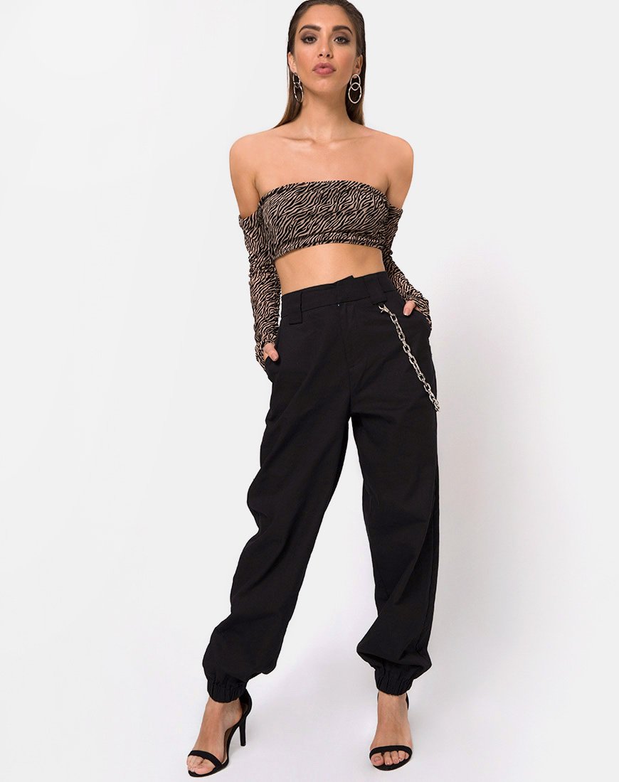 Image de Nareen Off Shoulder Top in Tiger Net Tan