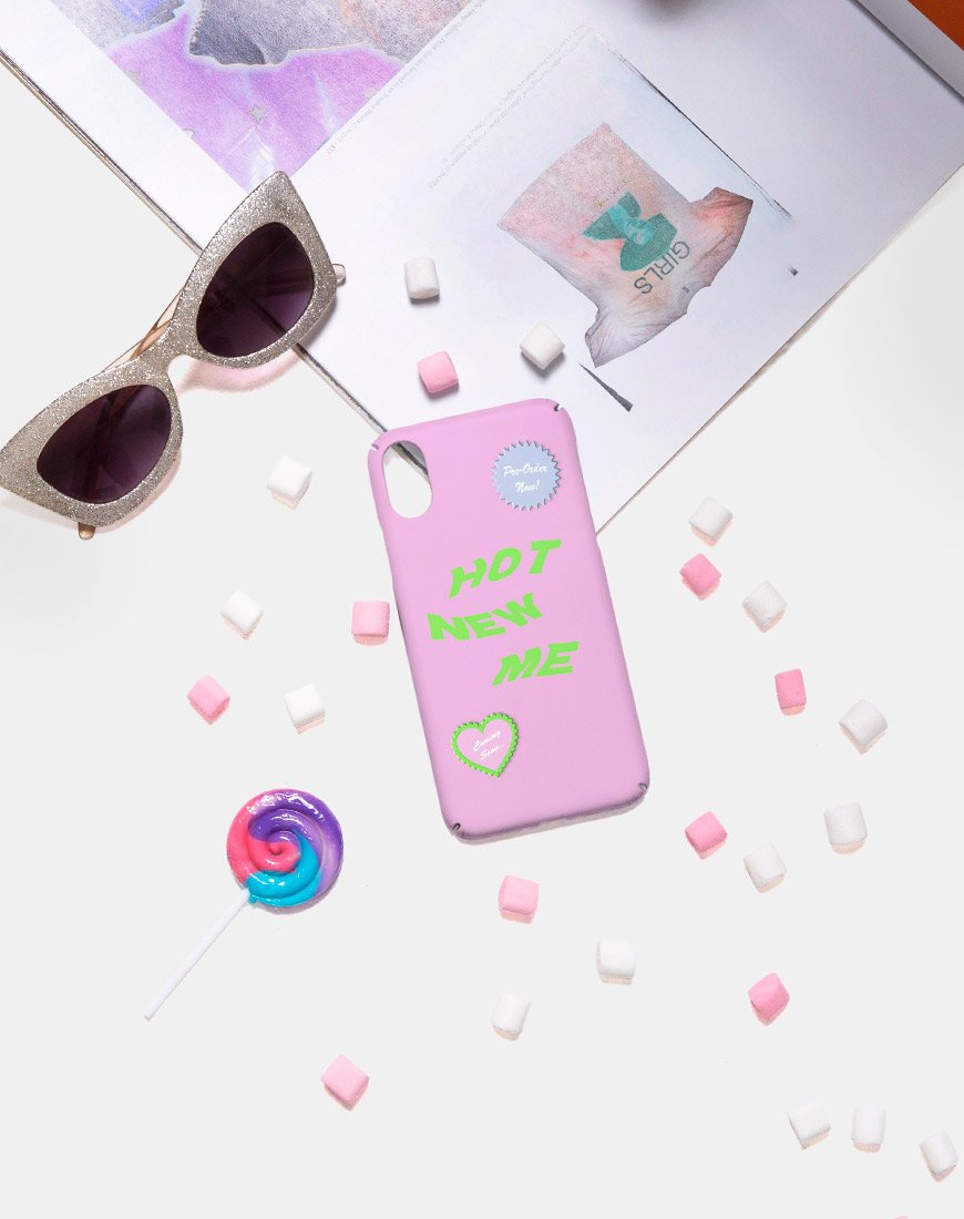 Image de l'étui de téléphone en rose mat avec Hot New Me X Top Girl