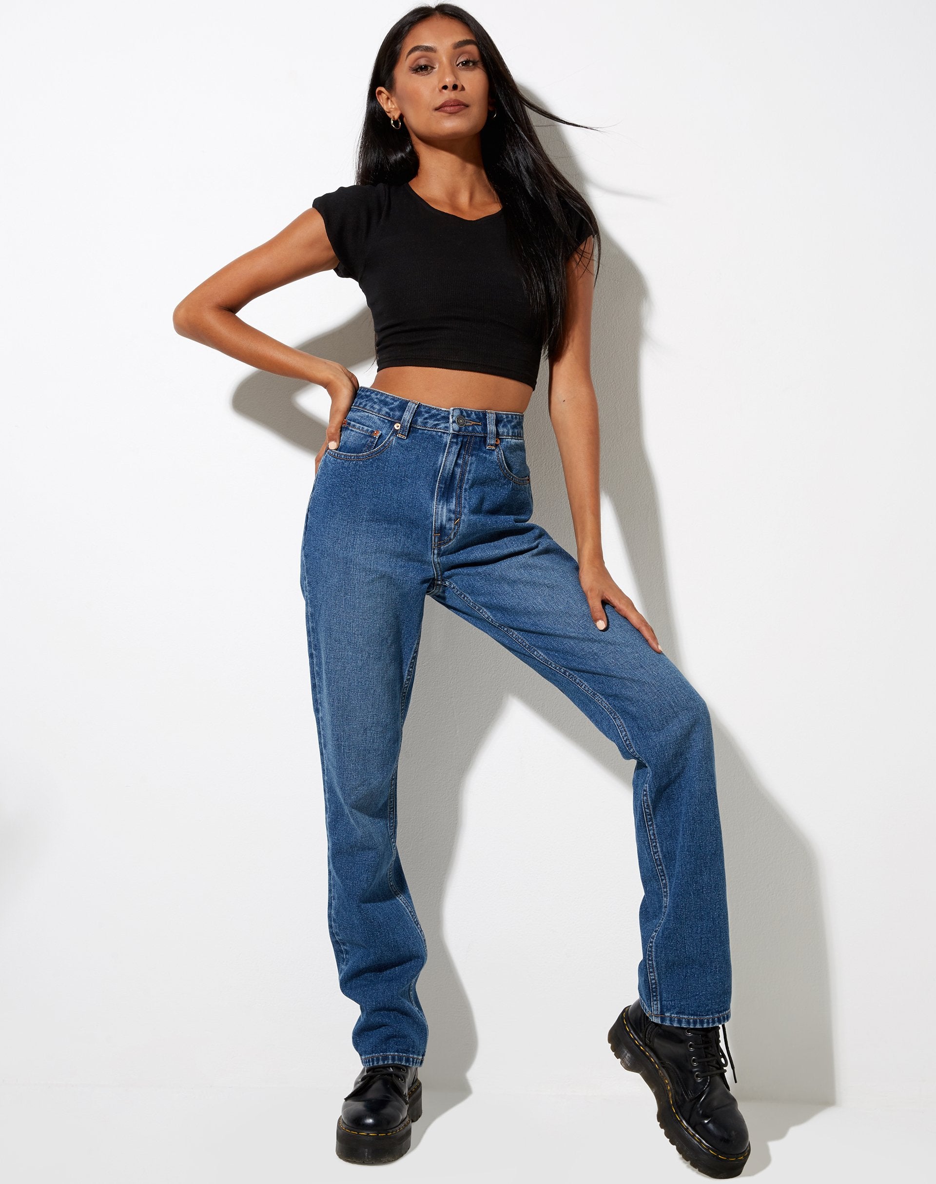 Image de Natka Crop Top in Rib Black