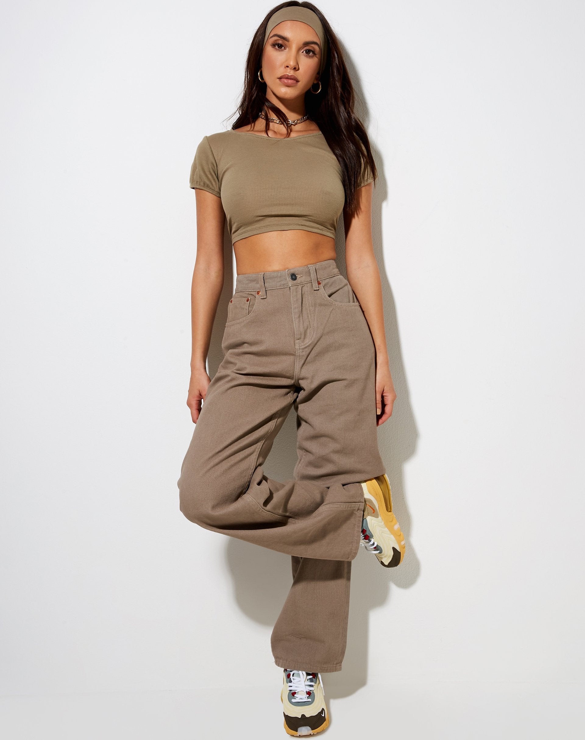 Image of Natka Crop Top in Rib Eucalyptus