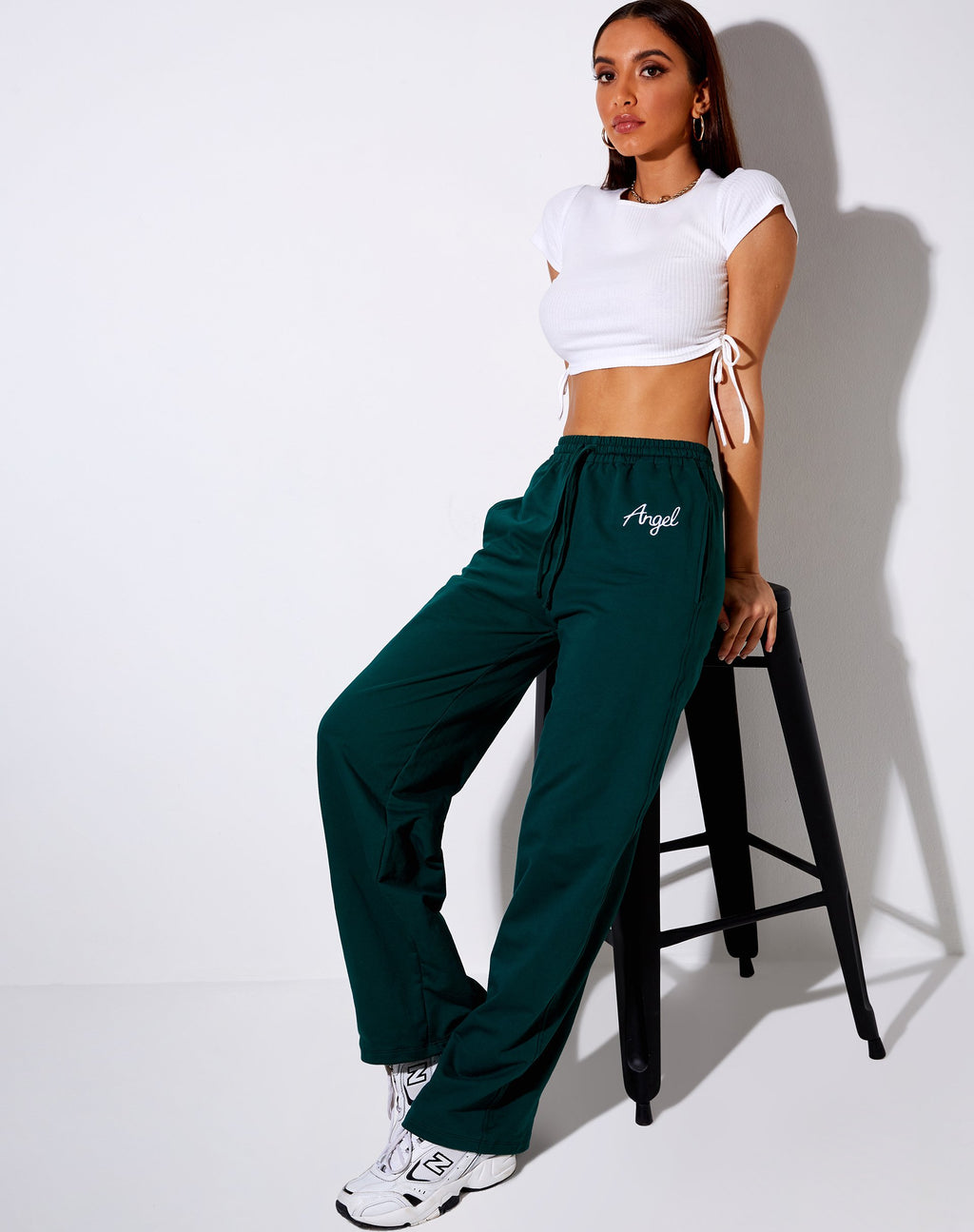 Pantalon de jogging Nattan en vert bouteille avec broderie 'Angel
