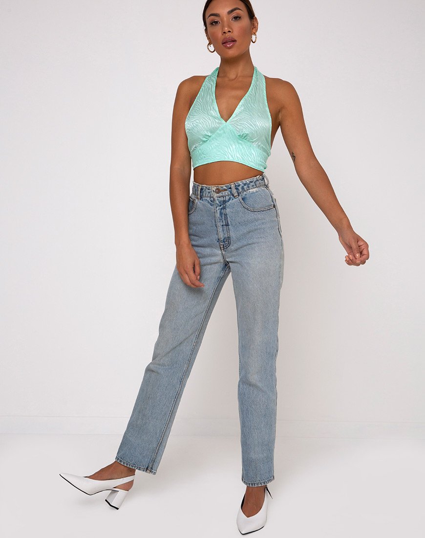 Image de Naya Crop Top in Satin Zebra Aquamarine