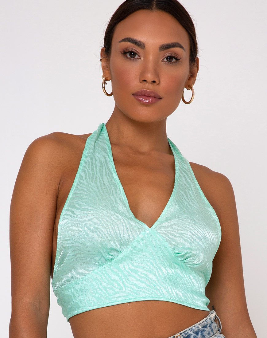 Image de Naya Crop Top in Satin Zebra Aquamarine
