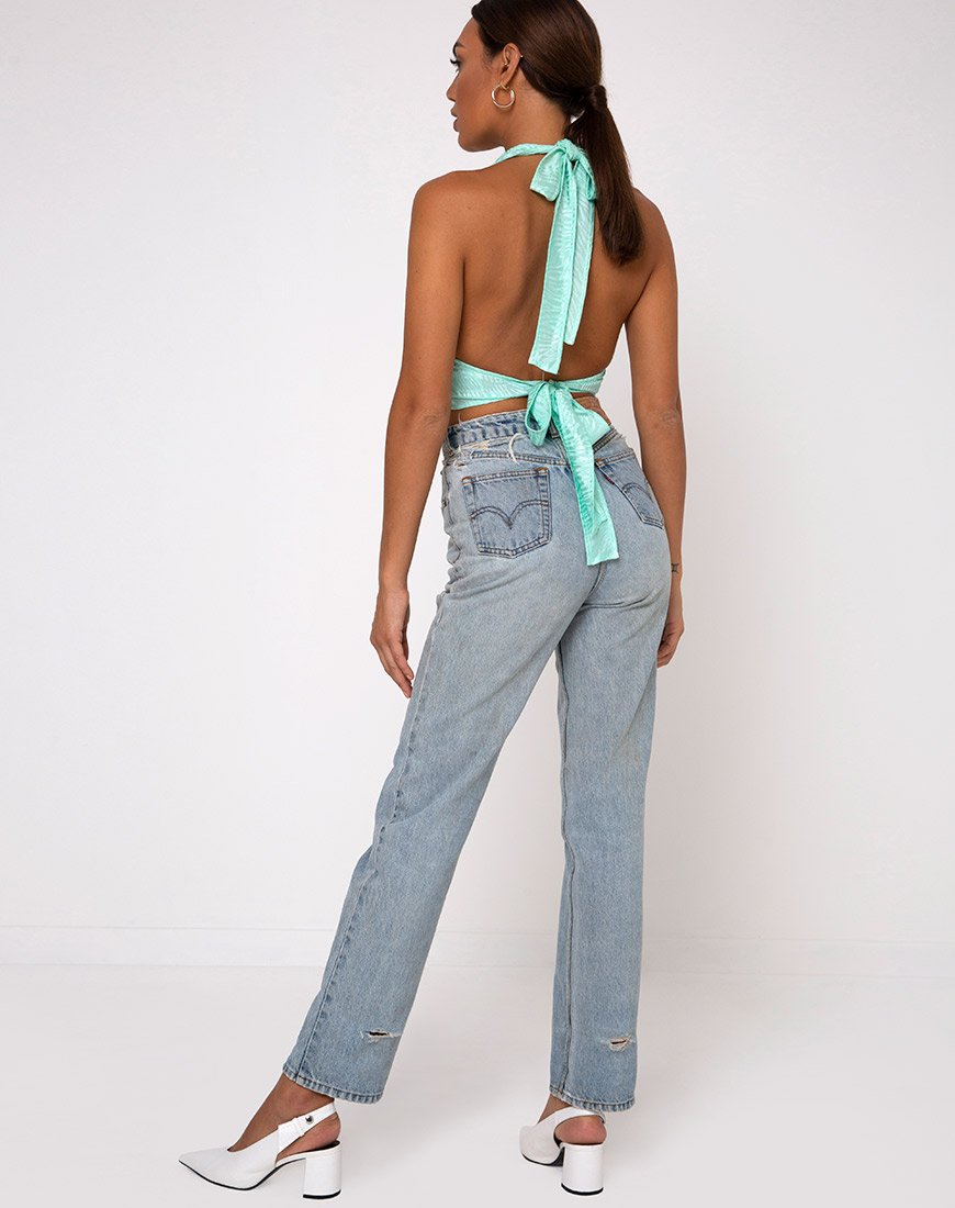 Image de Naya Crop Top in Satin Zebra Aquamarine