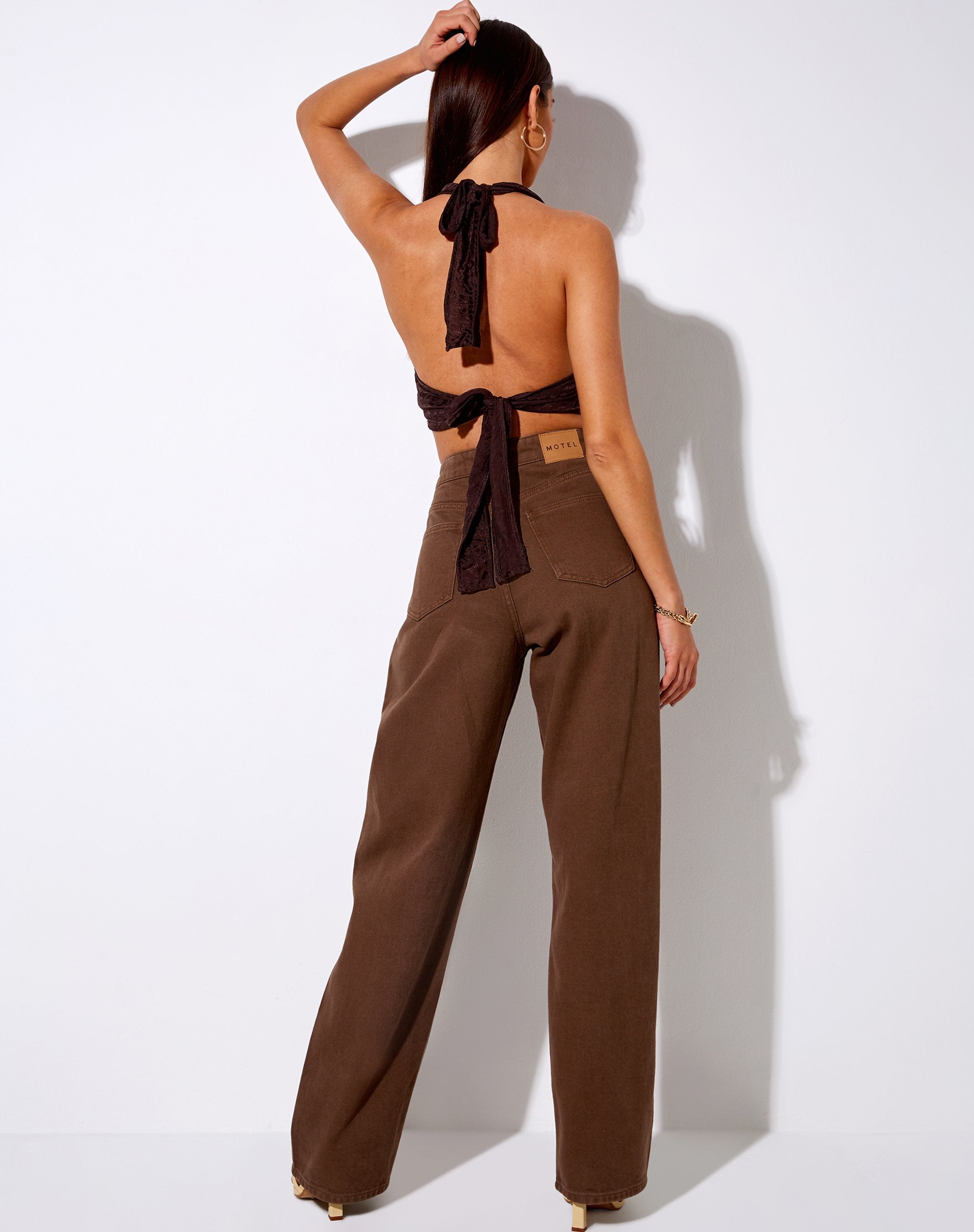 Image de Naya Crop Top in Satin Zebra Bitter Chocolate