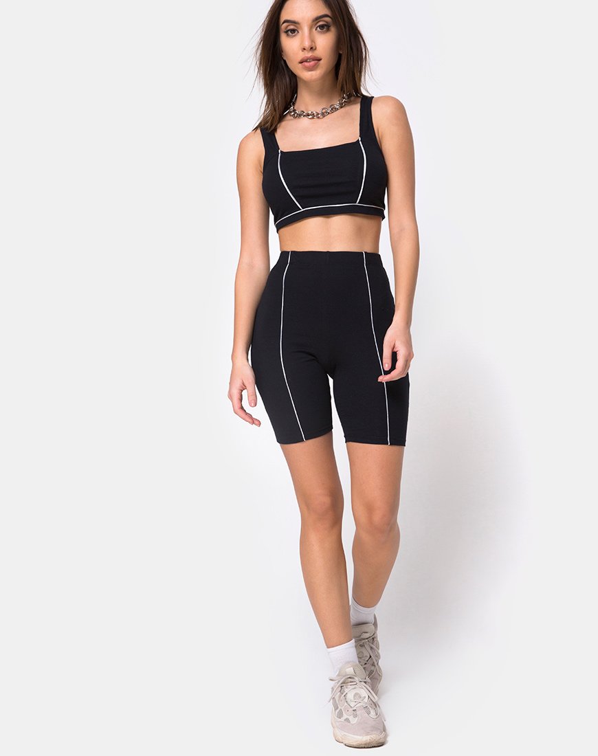 Image de Neho Cycle Short in Black with Piping Line