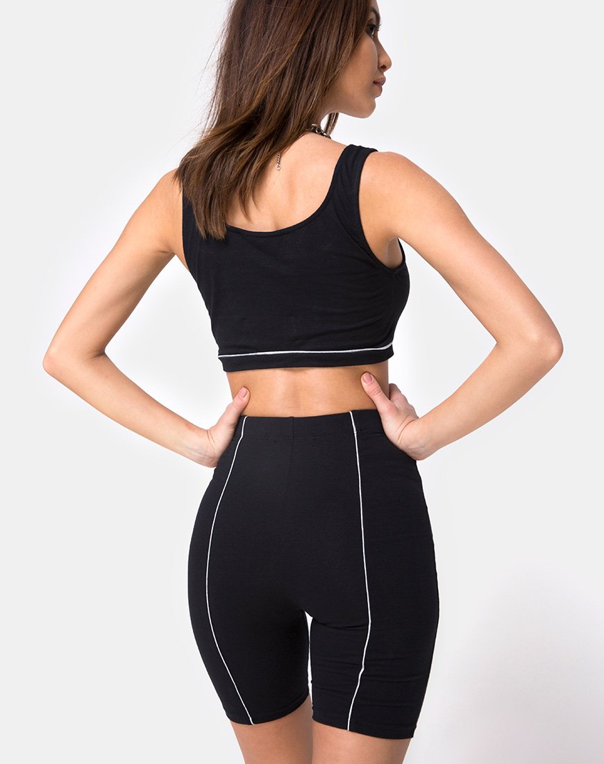 Short de cyclisme Neho en noir avec ligne de passepoil