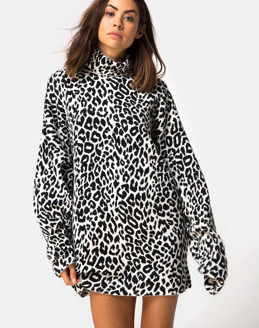 Image de Neivie Chandail à col haut en tricot animalier