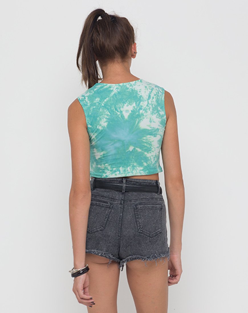 Image de Motel Nel Crop Top Bikini Top in Jumputan Tie Dye Pepermint