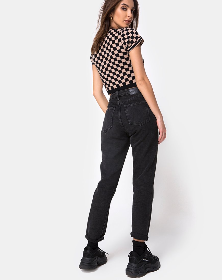 Image de Nelle Crop Top in Checkerboard Tan