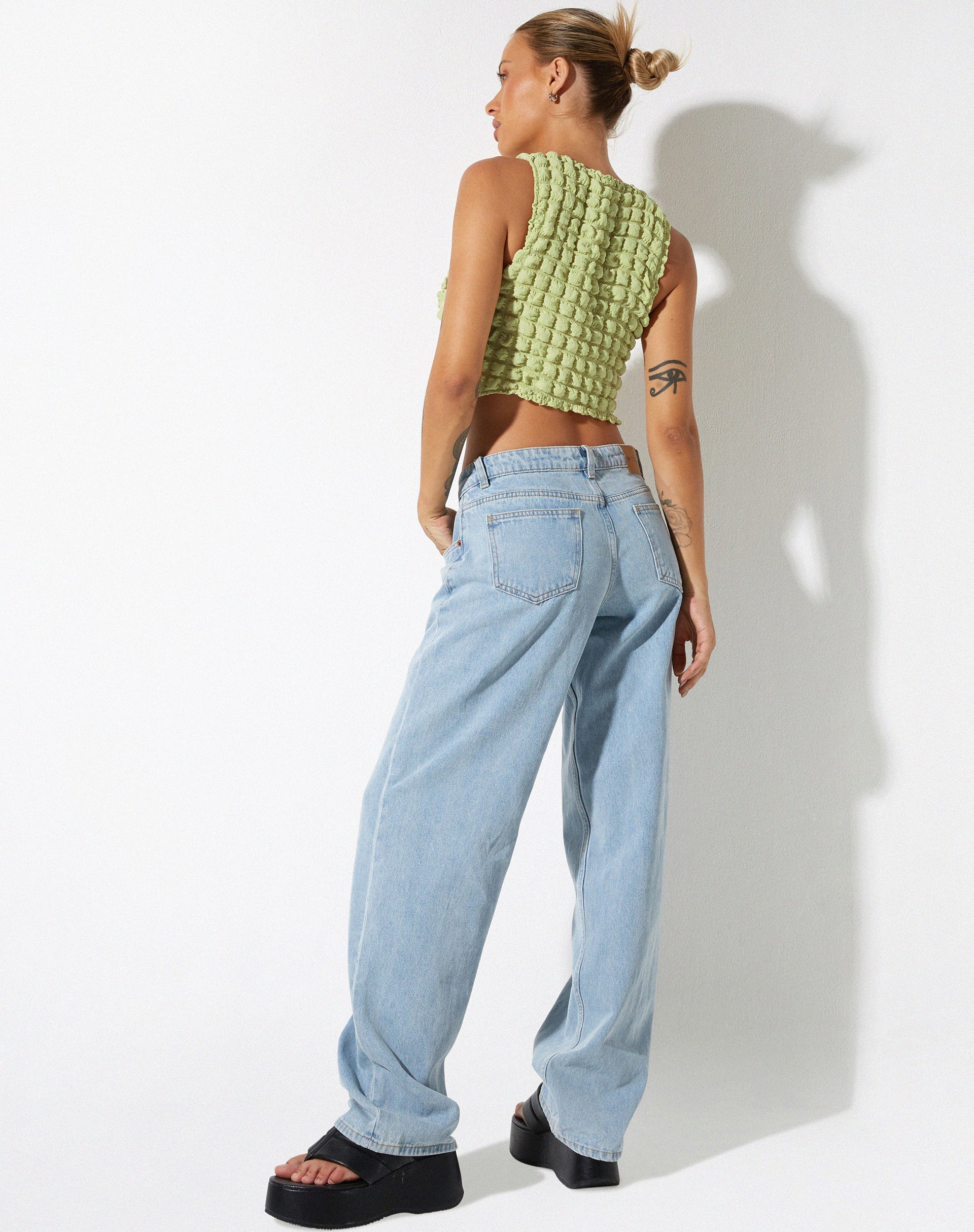image de Neno Crop Top in Big Bubble Jersey Pastel Lime